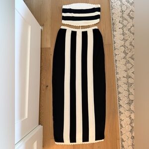 Matching Navy/White Vertical-Stripe Set